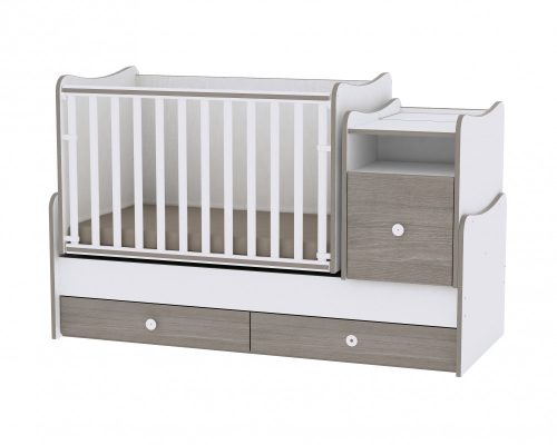 Lorelli Trend PLUS Ringatható kombi kiságy 70x165 - Fehér-Kávé/White-Coffee (Rocking convertible crib)