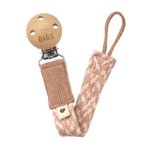 BIBS Norvég mintás cumilánc - Púderrózsaszín-krémfehér/Powder pink-cream white (Norwegian-patterned pacifier clip)