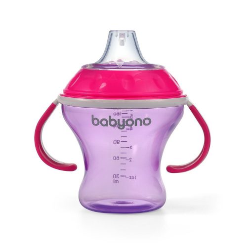 BabyOno itatópohár - csöpögésmentes puha csőrrel 3hó 180ml pink 1456/02