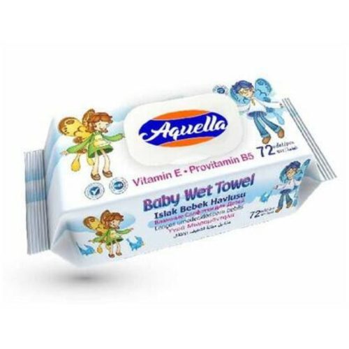 Aquella Baby nedves törlőkendő vitaminos fliptop 72db (Wet wipes with vitamin-infused)